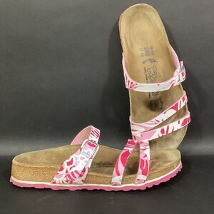 Birki's by Birkenstock Women's Sz 5 Pink & White Floral 3-Strap Buckle Slip-On